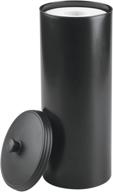 mdesign black plastic floor stand toilet paper organizer with cover - 3-roll space-saving tissue storage for bathroom, under sink, vanity, shelf, cabinet, and corner - hyde collection logo
