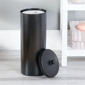 img 2 attached to mDesign Black Plastic Floor Stand Toilet Paper Organizer with Cover - 3-Roll Space-Saving Tissue Storage for Bathroom, Under Sink, Vanity, Shelf, Cabinet, and Corner - Hyde Collection