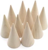 auear natural wood cone ring holder set - 10 vertical shaped finger jewelry display stands for diy crafts logo