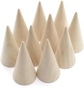img 4 attached to AUEAR Natural Wood Cone Ring Holder Set - 10 Vertical Shaped Finger Jewelry Display Stands for DIY Crafts