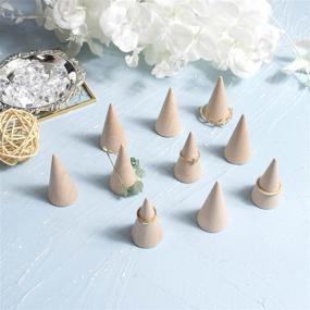 img 1 attached to AUEAR Natural Wood Cone Ring Holder Set - 10 Vertical Shaped Finger Jewelry Display Stands for DIY Crafts