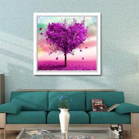 img 1 attached to 🖌️ Rhinestone Painting Kit for Adults and Beginners - 5D Full Drill Diamond Painting Kit - Purple Love Tree Design - Embroidery Arts and Crafts Home Decor - 1 Pack (11.8x11.8in) by Borfun