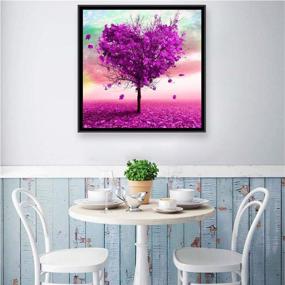 img 2 attached to 🖌️ Rhinestone Painting Kit for Adults and Beginners - 5D Full Drill Diamond Painting Kit - Purple Love Tree Design - Embroidery Arts and Crafts Home Decor - 1 Pack (11.8x11.8in) by Borfun