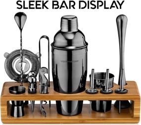 img 3 attached to Black Mixology Bartender Kit: 23-Piece Bar Set Cocktail Shaker Set with Attractive Bamboo Stand for Home Bar Tools Bartender Tool Kit and Martini Cocktail Shaker - Enhance Drink Mixing Experience