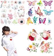 🦋 kids iron-on patches - 3 sheets of assorted butterfly, birds, and rose appliques for t-shirts, clothing, jeans, backpacks, dress diy decorations - heat transfer stickers, decals - girls, boys, babies - fashionable design for enhanced seo logo