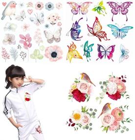 img 4 attached to 🦋 Kids Iron-on Patches - 3 Sheets of Assorted Butterfly, Birds, and Rose Appliques for T-Shirts, Clothing, Jeans, Backpacks, Dress DIY Decorations - Heat Transfer Stickers, Decals - Girls, Boys, Babies - Fashionable Design for Enhanced SEO