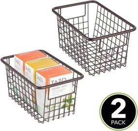 img 3 attached to 📦 mDesign Metal Wire Storage Organizer Bin Basket with Handles - Modern Farmhouse Style for Kitchen Cabinets, Pantry, Closets, Bedrooms, Bathrooms, Laundry Rooms, Garages - 5.25" High, 2 Pack - Bronze