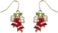 festive crystal bell drop earrings for holiday christmas xmas in red, green, and white logo