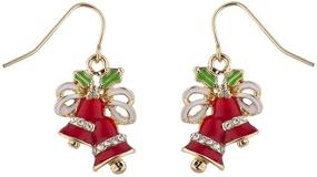 img 3 attached to Festive Crystal Bell Drop Earrings for Holiday Christmas Xmas in Red, Green, and White