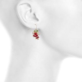 img 2 attached to Festive Crystal Bell Drop Earrings for Holiday Christmas Xmas in Red, Green, and White