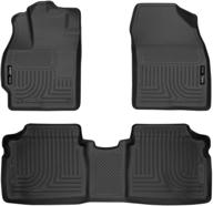 husky liners 98921 weatherbeater front & 2nd seat floor mats for 2012-14 toyota prius two/three/four/five – black logo