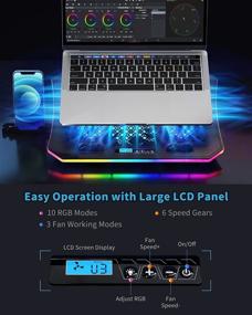 img 1 attached to 🌬️ Vencci 2021 Laptop Cooler Pad with RGB Lights, 6 Cooling Fans for 15.6-17.3 Inch Laptops, 7 Height Stands, 10 Modes, 2 Right Side USB Ports, Desk or Lap Use
