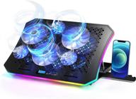 🌬️ vencci 2021 laptop cooler pad with rgb lights, 6 cooling fans for 15.6-17.3 inch laptops, 7 height stands, 10 modes, 2 right side usb ports, desk or lap use logo