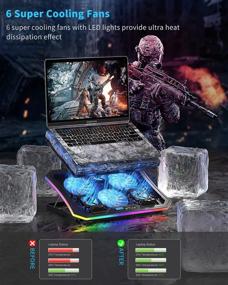 img 3 attached to 🌬️ Vencci 2021 Laptop Cooler Pad with RGB Lights, 6 Cooling Fans for 15.6-17.3 Inch Laptops, 7 Height Stands, 10 Modes, 2 Right Side USB Ports, Desk or Lap Use