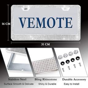 img 3 attached to Sparkling Bling License Plate Frames: 2 Pack for Women and Men - Glitter Rhinestone Stainless Steel Holder
