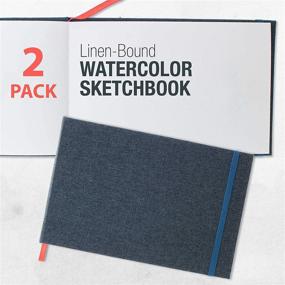 img 1 attached to 🎨 U.S. Art Supply 5.5" x 8.5" Watercolor Book, 2 Pack - High-Quality, Linen-Bound Hardcover Artists Paper Pads for Brush Painting & Drawing