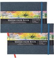 🎨 u.s. art supply 5.5" x 8.5" watercolor book, 2 pack - high-quality, linen-bound hardcover artists paper pads for brush painting & drawing logo