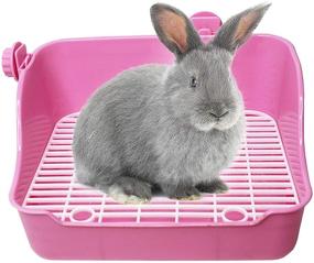 img 4 attached to 🐇 kathson Small Animal Litter Cage Potty Trainer Corner for Rabbit, Bunny, Chinchilla, Ferret, Guinea Pig, Hamster(Pink)
