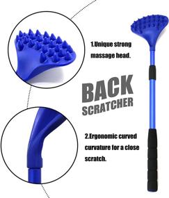 img 1 attached to 🔷 EASACE Extendable Back Scratcher for Women and Men with Powerful ABS Massage Head, 21-inch Body Scratcher for Adults - Pets Compact and Retractable (Blue)