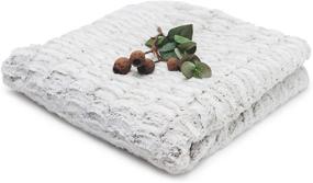 img 2 attached to 🛋️ Kurrajong Farmhouse Luxurious Soft Touch Micro Mink Faux Fur Throw Blanket in White and Pale Gray - Large 51" x 67" Plush Snuggle Blanket