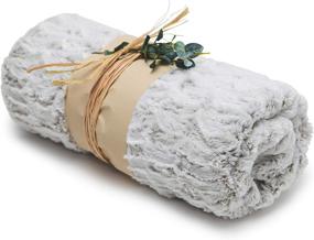 img 4 attached to 🛋️ Kurrajong Farmhouse Luxurious Soft Touch Micro Mink Faux Fur Throw Blanket in White and Pale Gray - Large 51" x 67" Plush Snuggle Blanket