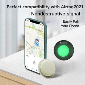 img 3 attached to Hazevaiy Silicone Case for Airtag (2 Pack): Rugged Traceless Back Adhesive Sticker Cover for Clothes, Toys, Valuables, and Wallet - Anti-Scratch-Fall Protective Sleeve Holder for Apple Locator (Luminous)