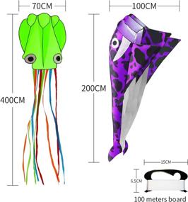 img 3 attached to Lamonty 2 Pack Kites - Large 3D Dolphin & Octopus Kite Set for Kids & Adults | Colorful Tail String | Easy-to-Soar Outdoor Sports