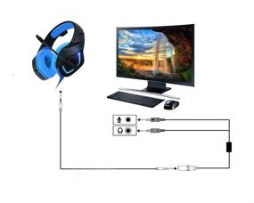 img 2 attached to Conwork Headset Splitter Separate: 3.5mm Stereo Audio Female to 2 Male Headphone and Microphone Plugs Mic Y Splitter Cable Adapter - 12-inch