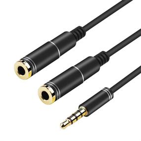 img 3 attached to Conwork Headset Splitter Separate: 3.5mm Stereo Audio Female to 2 Male Headphone and Microphone Plugs Mic Y Splitter Cable Adapter - 12-inch