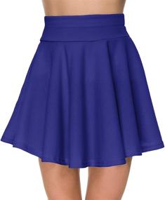 img 2 attached to 👗 Afibi Women's Casual Mini Stretch Waist Flared Plain Pleated Skater Skirt