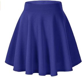 img 4 attached to 👗 Afibi Women's Casual Mini Stretch Waist Flared Plain Pleated Skater Skirt