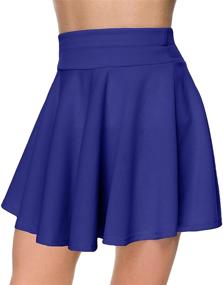 img 3 attached to 👗 Afibi Women's Casual Mini Stretch Waist Flared Plain Pleated Skater Skirt