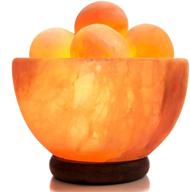 🔮 umaid himalayan rock sea salt lamp bowl set with 6 heated salt massage balls, stylish wooden base, dimmable bulb and ul-listed cord - natural & organic логотип