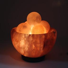 img 3 attached to 🔮 UMAID Himalayan Rock Sea Salt Lamp Bowl Set with 6 Heated Salt Massage Balls, Stylish Wooden Base, Dimmable Bulb and UL-Listed Cord - Natural & Organic