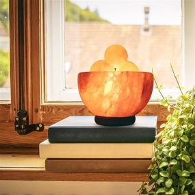 img 1 attached to 🔮 UMAID Himalayan Rock Sea Salt Lamp Bowl Set with 6 Heated Salt Massage Balls, Stylish Wooden Base, Dimmable Bulb and UL-Listed Cord - Natural & Organic