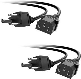img 4 attached to 🔌 2-шт. удлинитель силового шнура высокого качества, длиной 8 футов, сертифицированный UL - 18 AWG, 3 штырька, с заменой силового шнура для телевизора и компьютерного монитора, черный (NEMA 5-15P к IEC C13)