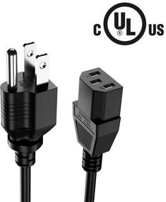 img 1 attached to 🔌 2-шт. удлинитель силового шнура высокого качества, длиной 8 футов, сертифицированный UL - 18 AWG, 3 штырька, с заменой силового шнура для телевизора и компьютерного монитора, черный (NEMA 5-15P к IEC C13)