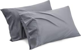 img 4 attached to 🌿 Bedsure Bamboo Pillow Cases Queen Size - Grey Cooling Silk Pillowcases 2 Pack with Envelope Closure - Cool and Breathable, 20x30 inches