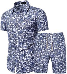 img 2 attached to 🌺 Hawaiian Floral Casual Men's Tracksuit: KISSQIQI Clothing for Active Style