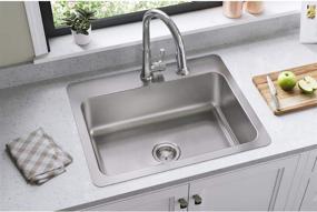 img 4 attached to Versatile and Stylish Elkay DSESR127221 Dayton 🚰 Single Bowl Stainless Steel Sink: Convenient Dual Mount Option