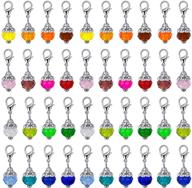 🌈 assorted colors crystal dangle charms pendants - 40 pieces handmade glass drop beads with silver bead cap for jewelry making necklaces, earrings, and accessories logo