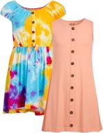 delias girls' dress – ultra soft tie dye rainbow fashion sundress (set of 2) logo