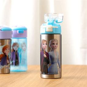 img 3 attached to Zak Designs Disney Frozen 2 19.5oz Stainless Steel Water Bottle with Push-Button Flip Lid 🥤 - Leak-Proof & Durable Design, Perfect for Outdoor Sports - BPA Free, Featuring Anna & Elsa