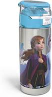 zak designs disney frozen 2 19.5oz stainless steel water bottle with push-button flip lid 🥤 - leak-proof & durable design, perfect for outdoor sports - bpa free, featuring anna & elsa logo