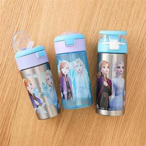 img 2 attached to Zak Designs Disney Frozen 2 19.5oz Stainless Steel Water Bottle with Push-Button Flip Lid 🥤 - Leak-Proof & Durable Design, Perfect for Outdoor Sports - BPA Free, Featuring Anna & Elsa