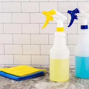 img 1 attached to 🧴 RW Clean 25 Oz Cleaning Spray Bottles + 1 Refillable Solutions Spray Bottle – with Measurements, Mist & Stream Modes | Yellow Plastic Solution Bottles for Home & Commercial Use | Leak-Resistant