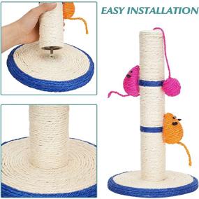 img 1 attached to 🐱 Premium Tall Cat Scratching Post for Indoor Cats: Sisal Rope Claw Scratcher with Hanging Ball - Interactive Toys for Cats