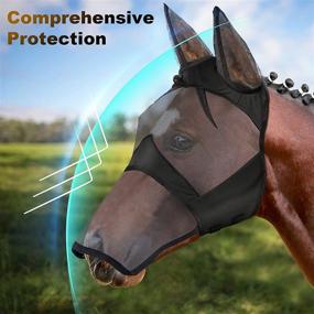 img 3 attached to 🐴 Horse Mask with Ears and Nose Cover: Adjustable Comfort for Horses with Elasticity, Blinders, and Horse Eye Mini Pony Draft Foal Arab Cob