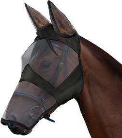 img 4 attached to 🐴 Horse Mask with Ears and Nose Cover: Adjustable Comfort for Horses with Elasticity, Blinders, and Horse Eye Mini Pony Draft Foal Arab Cob