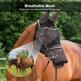 img 1 attached to 🐴 Horse Mask with Ears and Nose Cover: Adjustable Comfort for Horses with Elasticity, Blinders, and Horse Eye Mini Pony Draft Foal Arab Cob